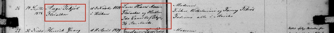 Aage Tikjøb Fleischers dåb, Maribo, 1878