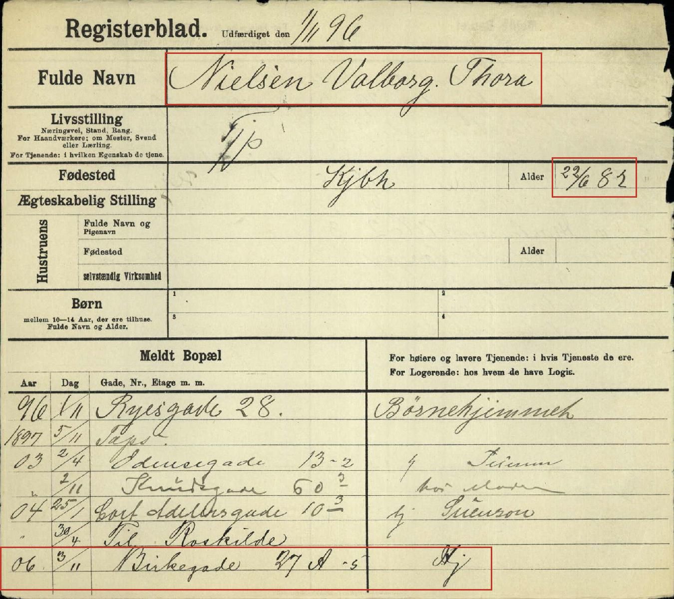 Valborgs registerkort hos Københavns politi, 1896–1911