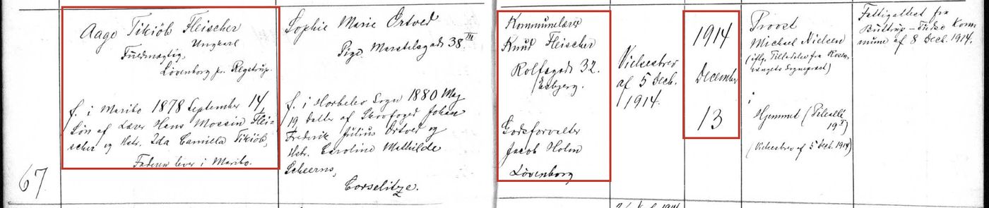 Aage Fleischers bryllup, december 1914